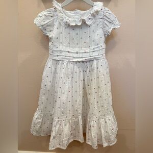 Janie and Jack Cream Dress with Pink Floral Design